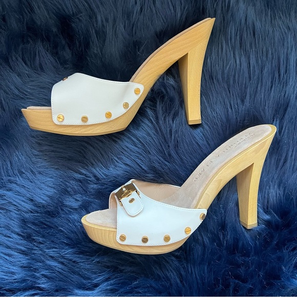 ❤️SOLD❤️ New! VERONICA BEARD x DR. SCHOLL'S Lolli Leather Platform Clogs Sandals - Picture 11 of 16